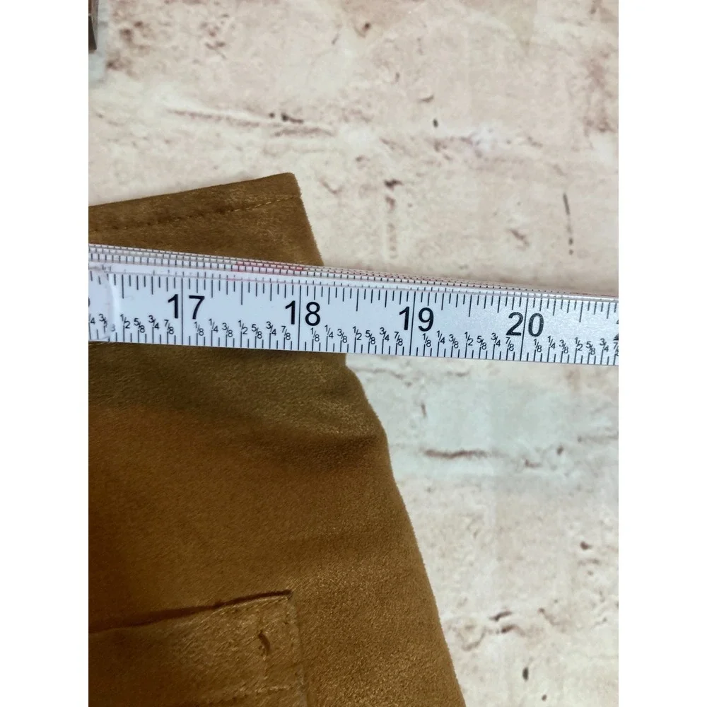 Old Navy Skirt Womens 16 Darkest Gold Microsuede A Line Zip Back Preppy Academia